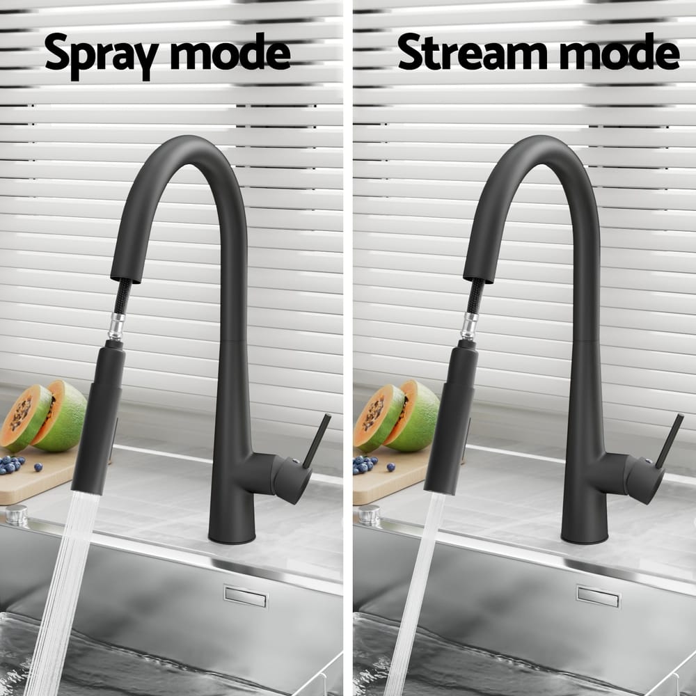 Cefito Furniture > Bathroom > Tap & Sink Accessories Cefito Kitchen Mixer Tap Pull Out Round 2 Mode Sink Basin Faucet Swivel WELS Black