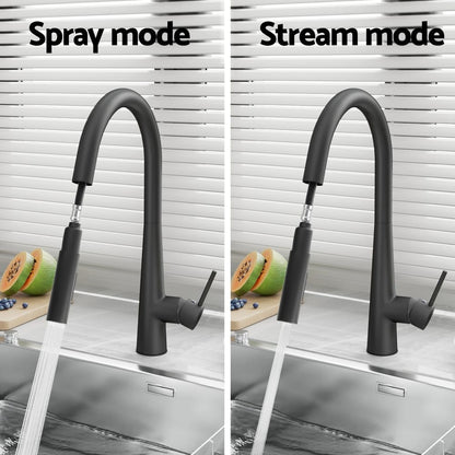 Cefito Furniture > Bathroom > Tap & Sink Accessories Cefito Kitchen Mixer Tap Pull Out Round 2 Mode Sink Basin Faucet Swivel WELS Black