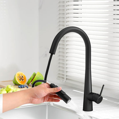 Cefito Furniture > Bathroom > Tap & Sink Accessories Cefito Kitchen Mixer Tap Pull Out Round 2 Mode Sink Basin Faucet Swivel WELS Black