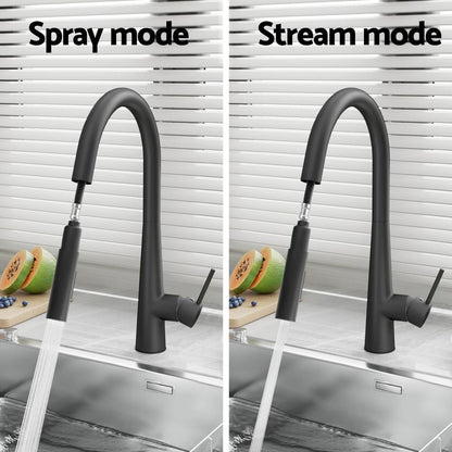 Cefito Furniture > Bathroom > Tap & Sink Accessories Cefito Kitchen Mixer Tap Pull Out Round 2 Mode Sink Basin Faucet Swivel WELS Black