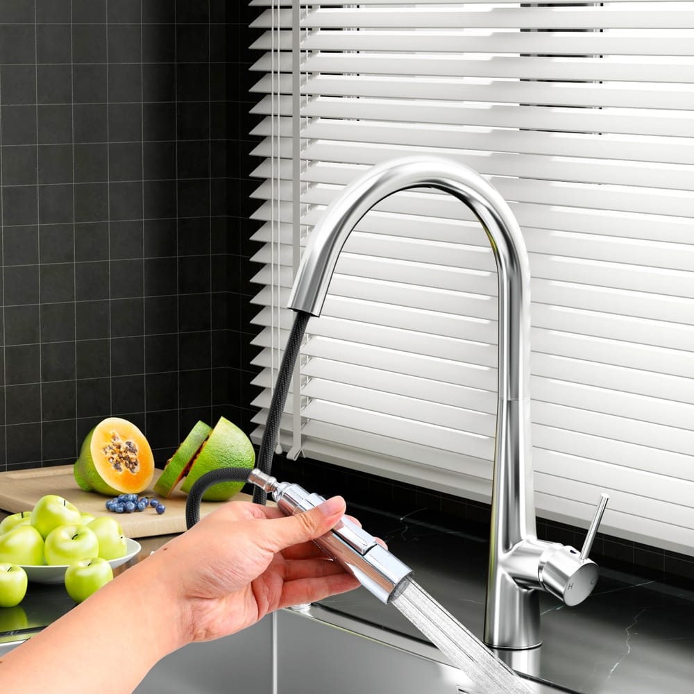 Cefito Furniture > Bathroom > Tap & Sink Accessories Cefito Kitchen Mixer Tap Pull Out Round 2 Mode Sink Basin Faucet Swivel WELS Chrome