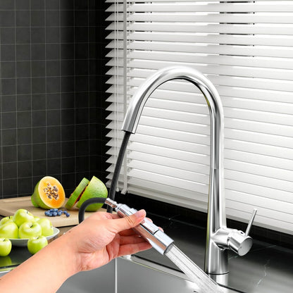 Cefito Furniture > Bathroom > Tap & Sink Accessories Cefito Kitchen Mixer Tap Pull Out Round 2 Mode Sink Basin Faucet Swivel WELS Chrome