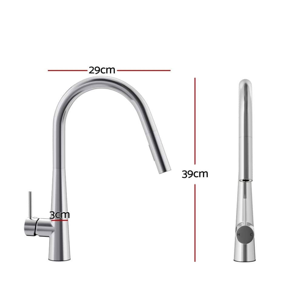 Cefito Furniture > Bathroom > Tap & Sink Accessories Cefito Kitchen Mixer Tap Pull Out Round 2 Mode Sink Basin Faucet Swivel WELS Chrome