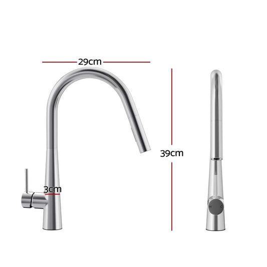 Cefito Furniture > Bathroom > Tap & Sink Accessories Cefito Kitchen Mixer Tap Pull Out Round 2 Mode Sink Basin Faucet Swivel WELS Chrome