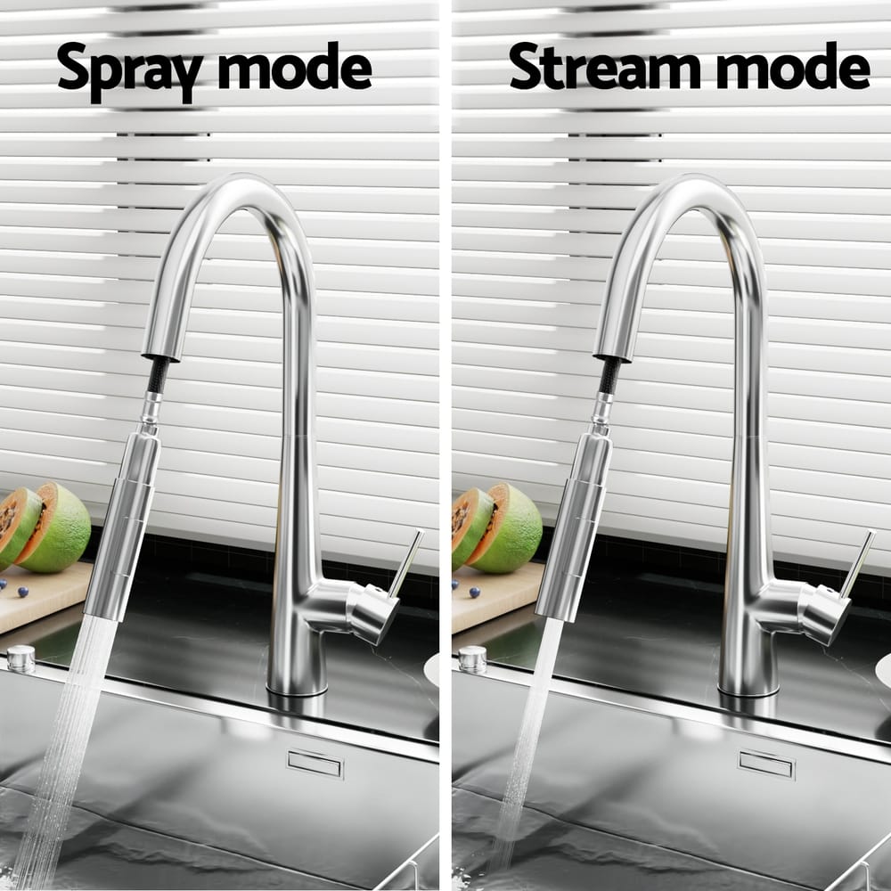 Cefito Furniture > Bathroom > Tap & Sink Accessories Cefito Kitchen Mixer Tap Pull Out Round 2 Mode Sink Basin Faucet Swivel WELS Chrome