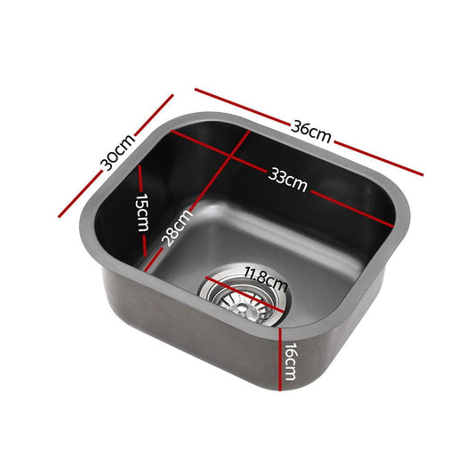 Cefito Furniture > Dining > Kitchen Sinks Cefito Kitchen Sink 30X36CM Stainless Steel Nano Basin Single Bowl Black