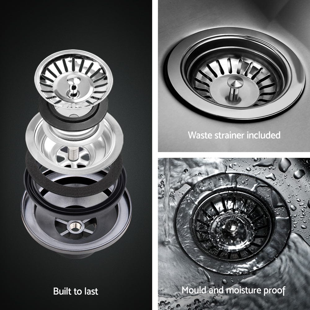 Cefito Furniture > Dining > Kitchen Sinks Cefito Kitchen Sink 43cm Round Stainless Steel Basin Single Bowl Silver