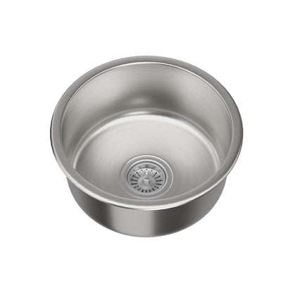 Cefito Furniture > Dining > Kitchen Sinks Cefito Kitchen Sink 43cm Round Stainless Steel Basin Single Bowl Silver