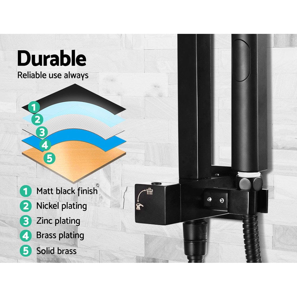 Cefito Home & Garden > Bathroom Accessories > Shower Accessories Cefito 8'' Rain Shower Head Set Handheld Square High Pressure Black