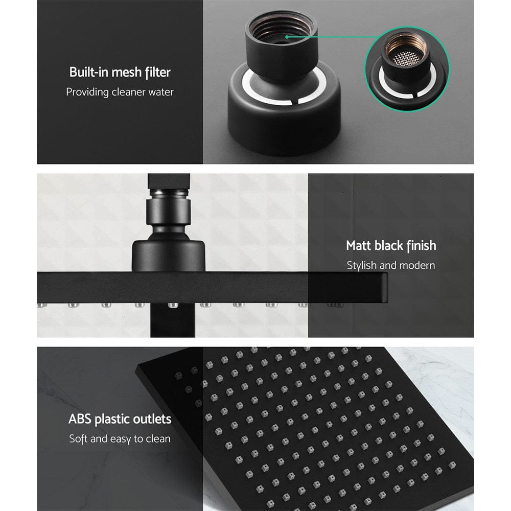 Cefito Home & Garden > Bathroom Accessories > Shower Accessories Cefito 8'' Rain Shower Head Set Handheld Square High Pressure Black