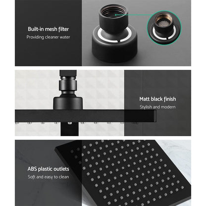 Cefito Home & Garden > Bathroom Accessories > Shower Accessories Cefito 8'' Rain Shower Head Set Handheld Square High Pressure Black