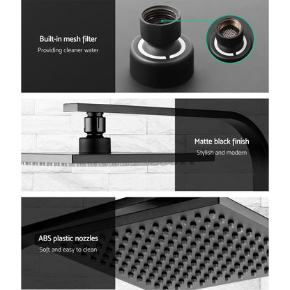 Cefito Home & Garden > Bathroom Accessories > Shower Accessories Cefito 8'' Rain Shower Head Wall Arm Square High Pressure Black