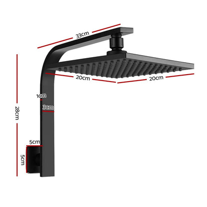 Cefito Home & Garden > Bathroom Accessories > Shower Accessories Cefito 8'' Rain Shower Head Wall Arm Square High Pressure Black