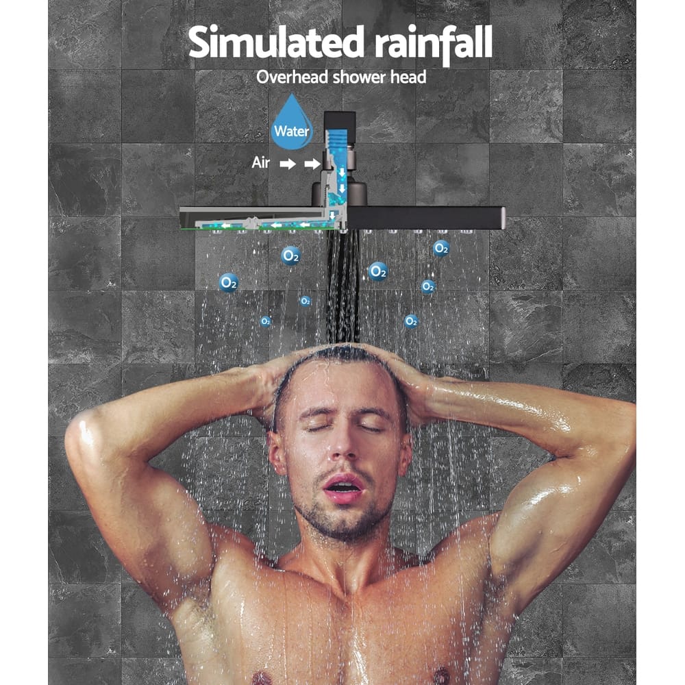 Cefito Home & Garden > Bathroom Accessories > Shower Accessories Cefito 8'' Rain Shower Head Wall Arm Square High Pressure Black
