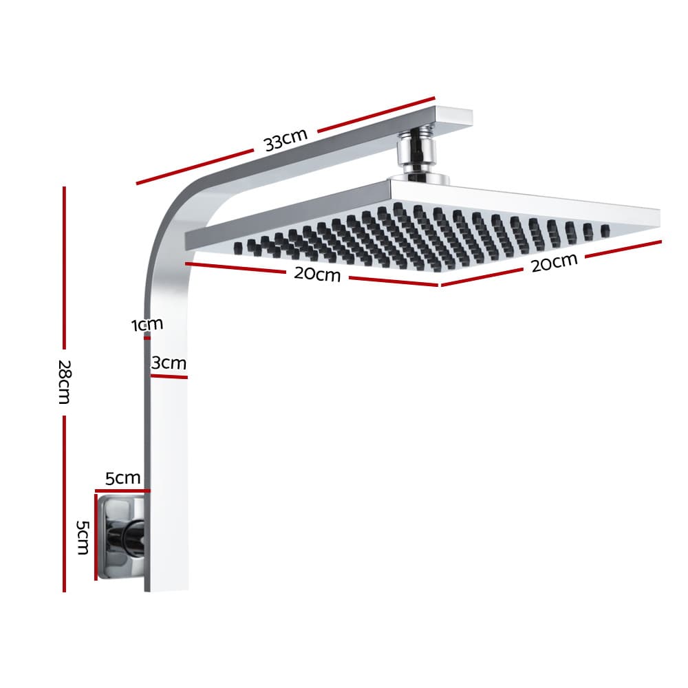 Cefito Home & Garden > Bathroom Accessories > Shower Accessories Cefito 8'' Rain Shower Head Wall Arm Square High Pressure Chrome