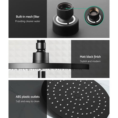 Cefito Home & Garden > Bathroom Accessories > Shower Accessories Cefito 9'' Rain Shower Head Set Handheld Round High Pressure Black