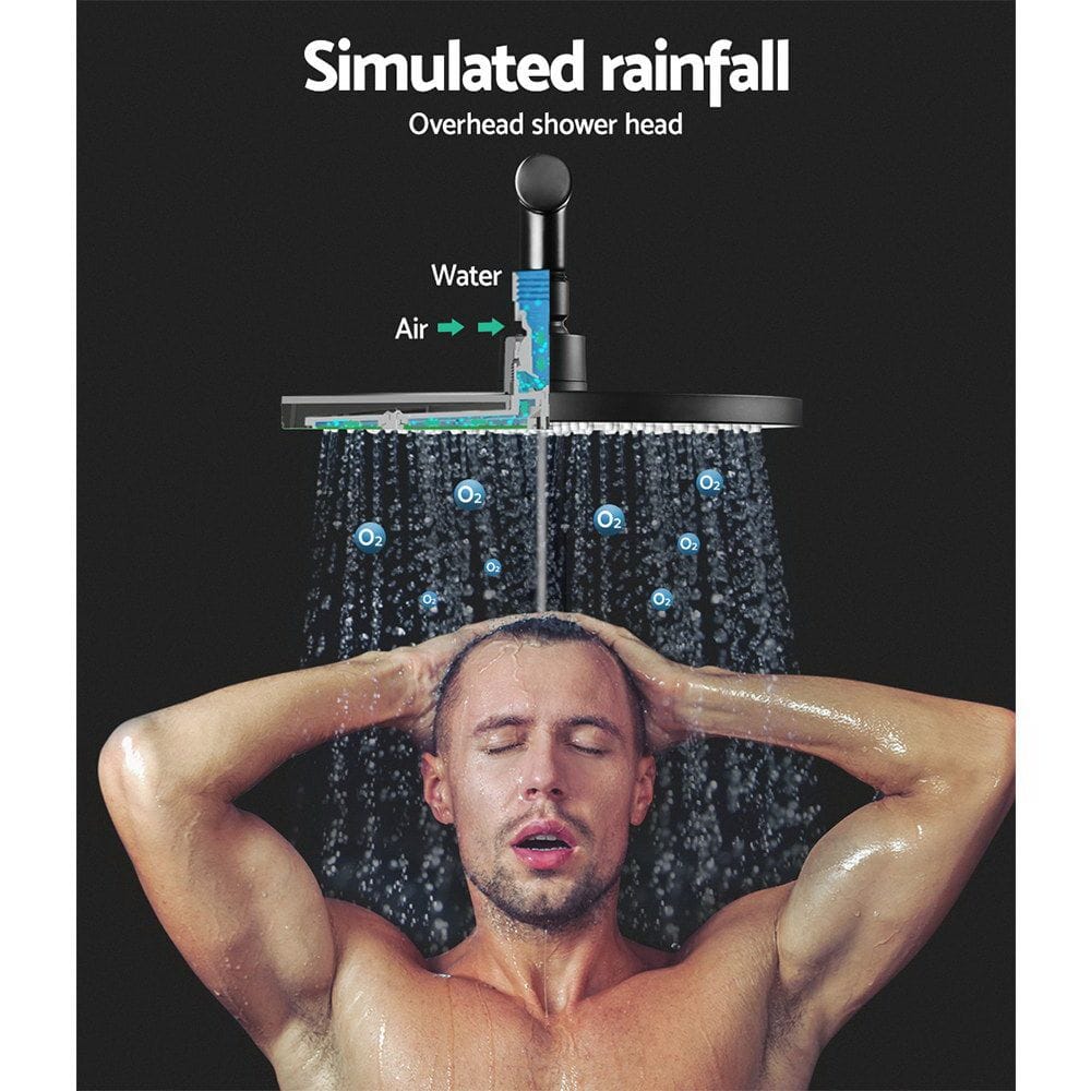 Cefito Home & Garden > Bathroom Accessories > Shower Accessories Cefito 9'' Rain Shower Head Set Handheld Round High Pressure Black