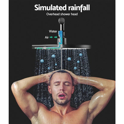 Cefito Home & Garden > Bathroom Accessories > Shower Accessories Cefito 9'' Rain Shower Head Set Handheld Round High Pressure Black