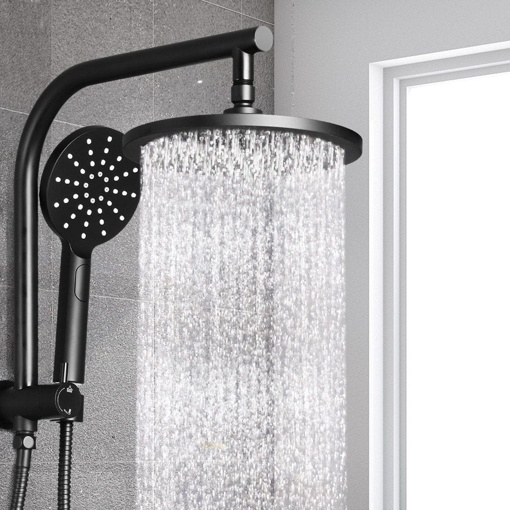 Cefito Home & Garden > Bathroom Accessories > Shower Accessories Cefito 9'' Rain Shower Head Set Handheld Round High Pressure Black