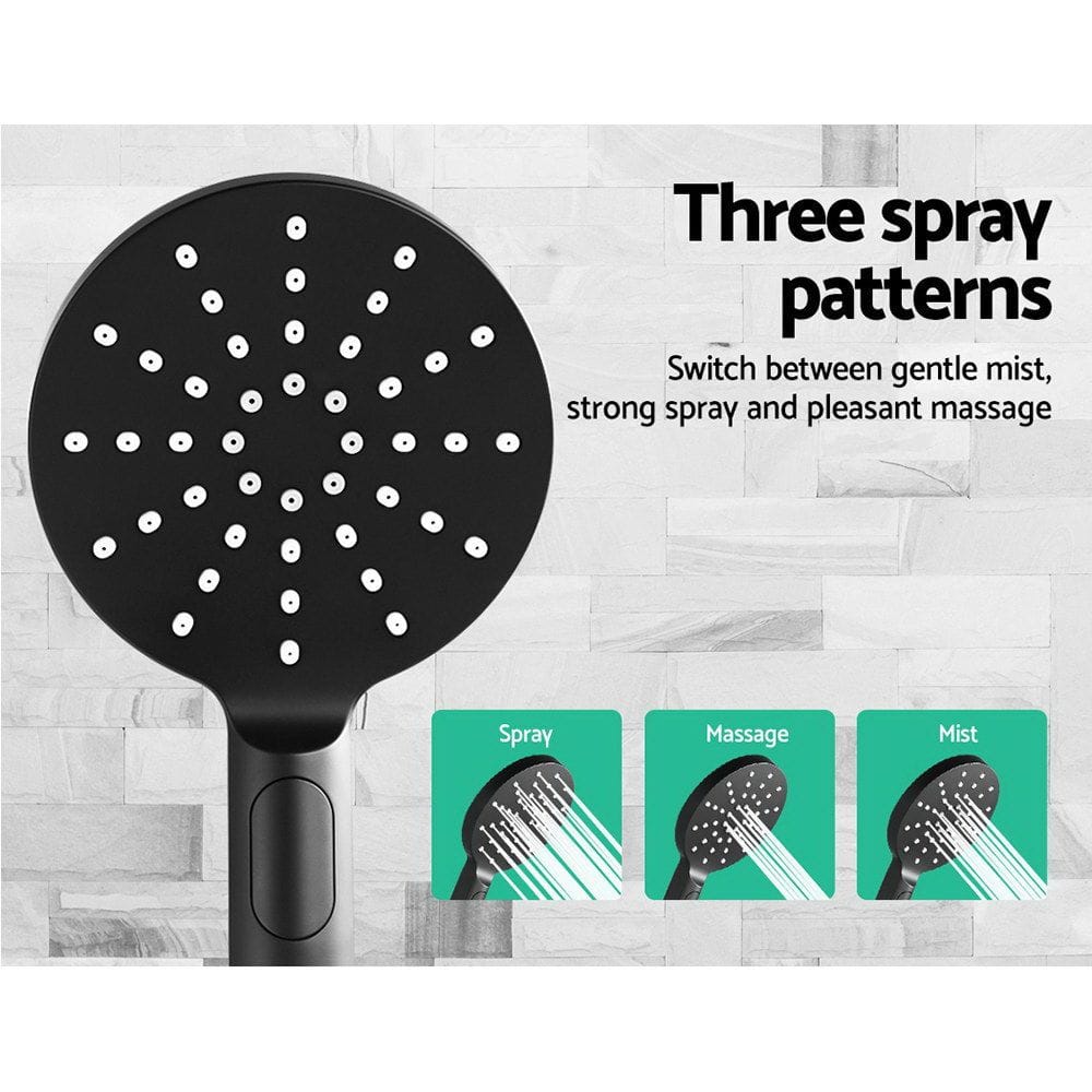 Cefito Home & Garden > Bathroom Accessories > Shower Accessories Cefito 9'' Rain Shower Head Set Handheld Round High Pressure Black