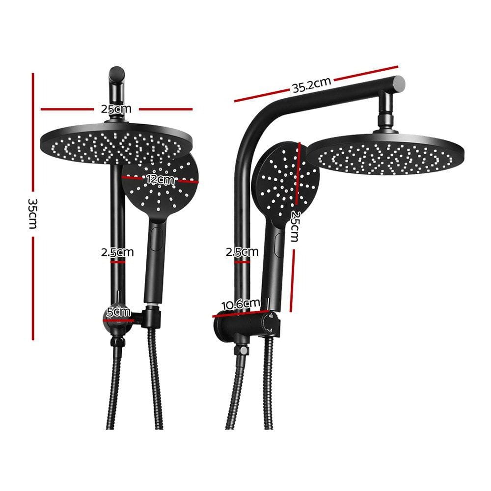 Cefito Home & Garden > Bathroom Accessories > Shower Accessories Cefito 9'' Rain Shower Head Set Handheld Round High Pressure Black