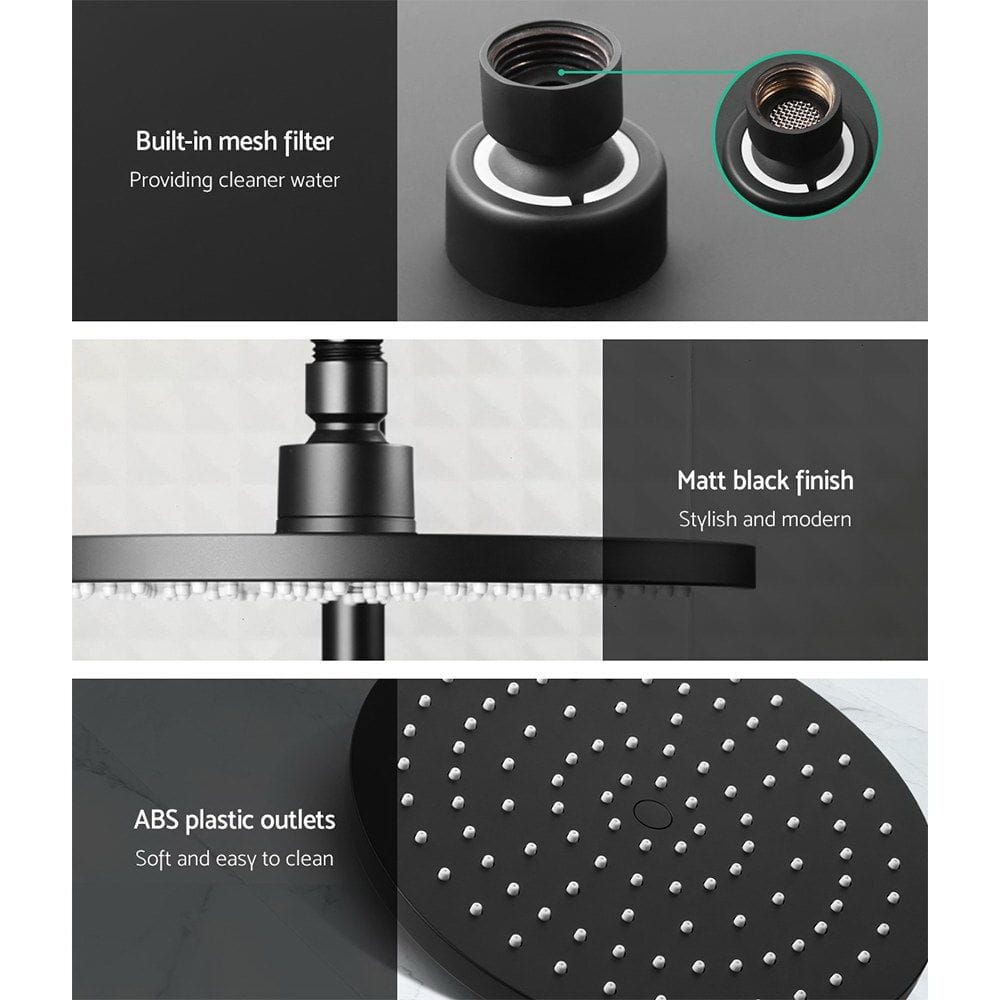 Cefito Home & Garden > Bathroom Accessories > Shower Accessories Cefito 9'' Rain Shower Head Set Handheld Round High Pressure Black