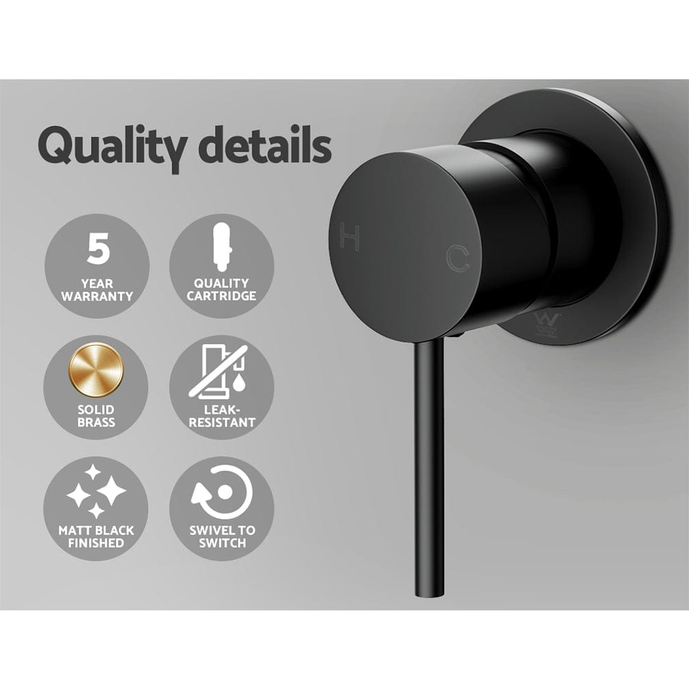 Cefito Home & Garden > Bathroom Accessories > Shower Accessories Cefito Basin Mixer Wall Tap Round Brass Faucet Shower Bathtub Black