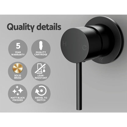 Cefito Home & Garden > Bathroom Accessories > Shower Accessories Cefito Basin Mixer Wall Tap Round Brass Faucet Shower Bathtub Black