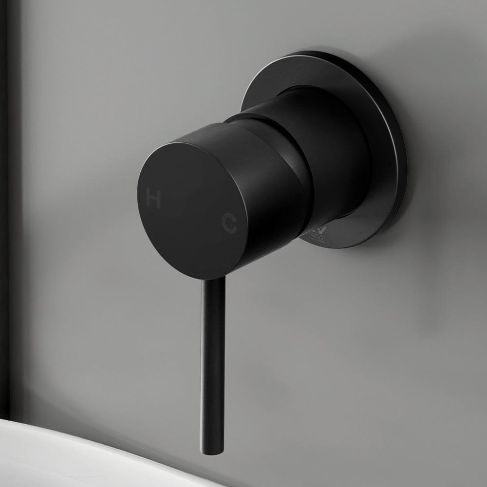 Cefito Home & Garden > Bathroom Accessories > Shower Accessories Cefito Basin Mixer Wall Tap Round Brass Faucet Shower Bathtub Black