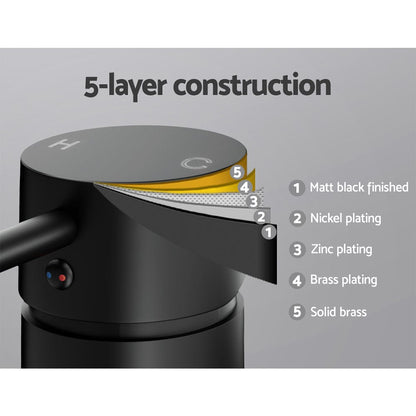 Cefito Home & Garden > Bathroom Accessories > Shower Accessories Cefito Basin Mixer Wall Tap Round Brass Faucet Shower Bathtub Black