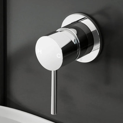 Cefito Home & Garden > Bathroom Accessories > Shower Accessories Cefito Basin Mixer Wall Tap Round Brass Faucet Shower Bathtub Chrome