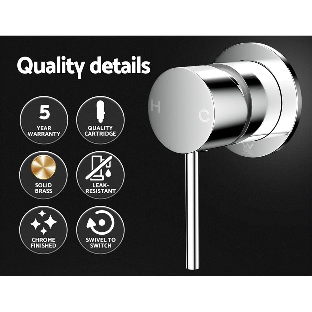 Cefito Home & Garden > Bathroom Accessories > Shower Accessories Cefito Basin Mixer Wall Tap Round Brass Faucet Shower Bathtub Chrome