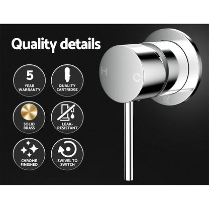 Cefito Home & Garden > Bathroom Accessories > Shower Accessories Cefito Basin Mixer Wall Tap Round Brass Faucet Shower Bathtub Chrome