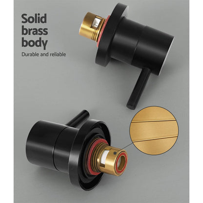 Cefito Home & Garden > Bathroom Accessories > Shower Accessories Cefito Basin Twin Tap Wall Round Brass Faucet Shower Bathtub Black