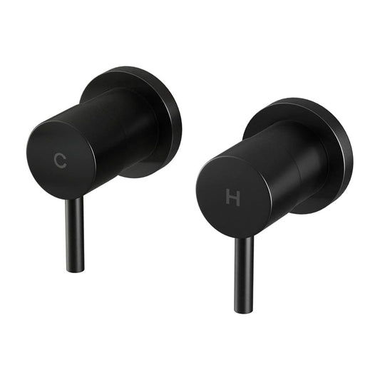 Cefito Home & Garden > Bathroom Accessories > Shower Accessories Cefito Basin Twin Tap Wall Round Brass Faucet Shower Bathtub Black