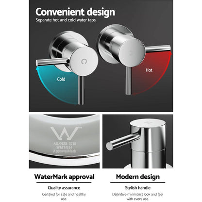 Cefito Home & Garden > Bathroom Accessories > Shower Accessories Cefito Basin Twin Tap Wall Round Brass Faucet Shower Bathtub Chrome