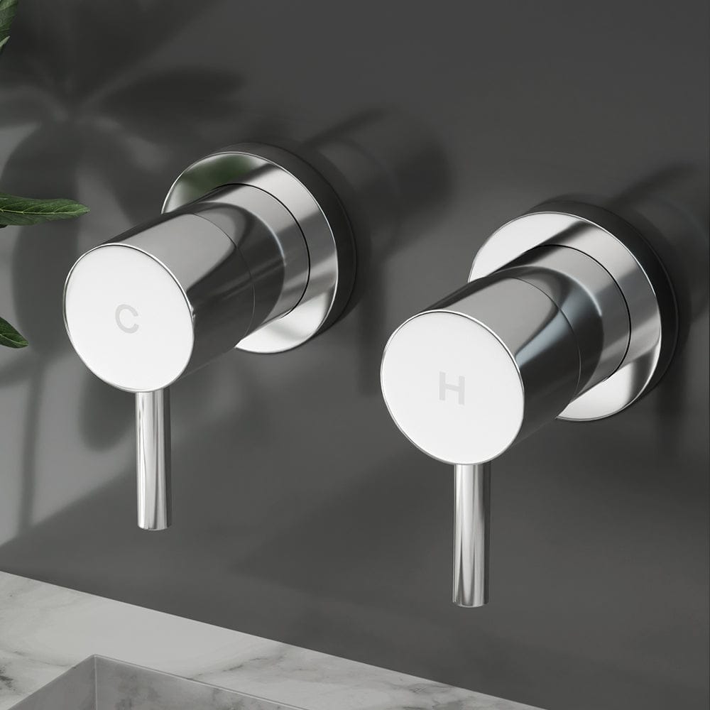Cefito Home & Garden > Bathroom Accessories > Shower Accessories Cefito Basin Twin Tap Wall Round Brass Faucet Shower Bathtub Chrome