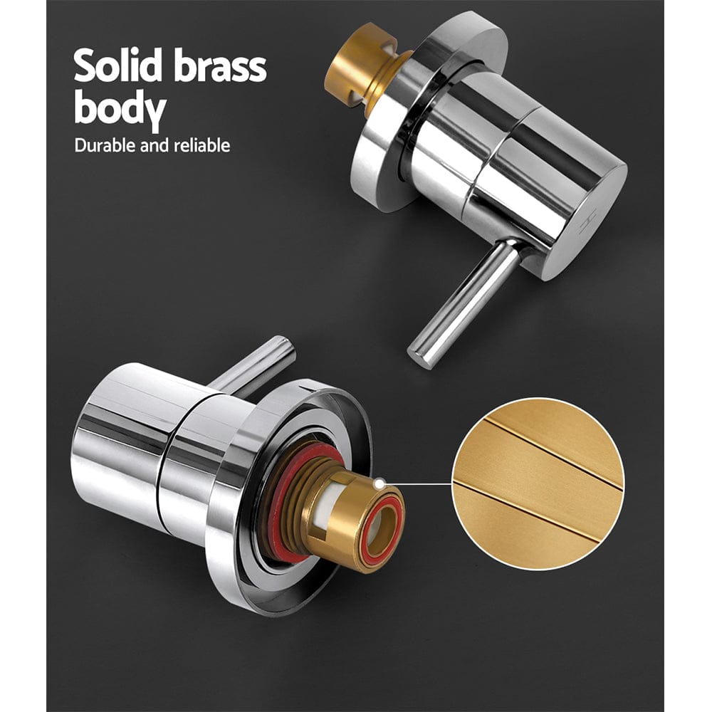 Cefito Home & Garden > Bathroom Accessories > Shower Accessories Cefito Basin Twin Tap Wall Round Brass Faucet Shower Bathtub Chrome