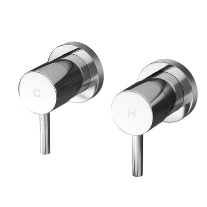 Cefito Home & Garden > Bathroom Accessories > Shower Accessories Cefito Basin Twin Tap Wall Round Brass Faucet Shower Bathtub Chrome