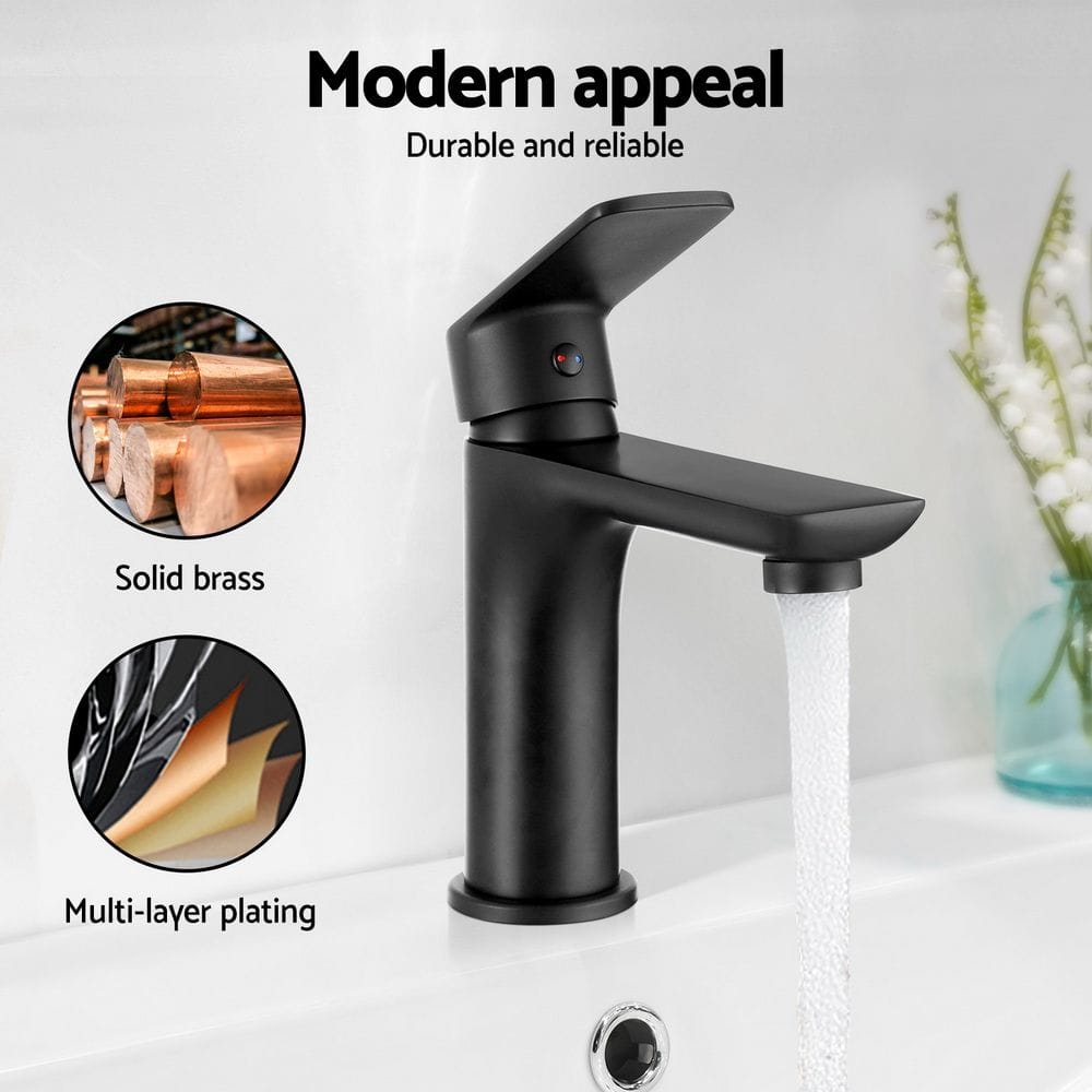 Cefito Home & Garden > Bathroom Accessories > Shower Accessories Cefito Bathroom Basin Mixer Tap Brass Faucet Vanity Laundry Sink Black