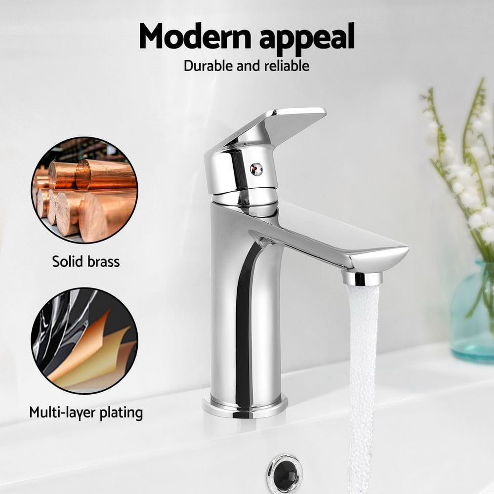 Cefito Home & Garden > Bathroom Accessories > Shower Accessories Cefito Bathroom Basin Mixer Tap Brass Faucet Vanity Laundry Sink Chrome