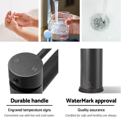 Cefito Home & Garden > Bathroom Accessories > Shower Accessories Cefito Bathroom Basin Mixer Tap Round Brass Faucet Vanity Laundry Black