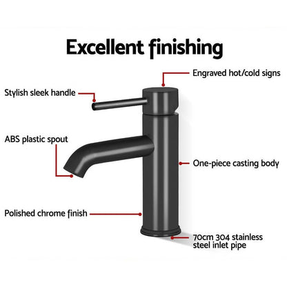 Cefito Home & Garden > Bathroom Accessories > Shower Accessories Cefito Bathroom Basin Mixer Tap Round Brass Faucet Vanity Laundry Black