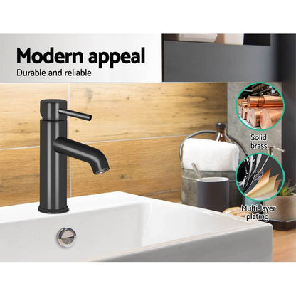 Cefito Home & Garden > Bathroom Accessories > Shower Accessories Cefito Bathroom Basin Mixer Tap Round Brass Faucet Vanity Laundry Black