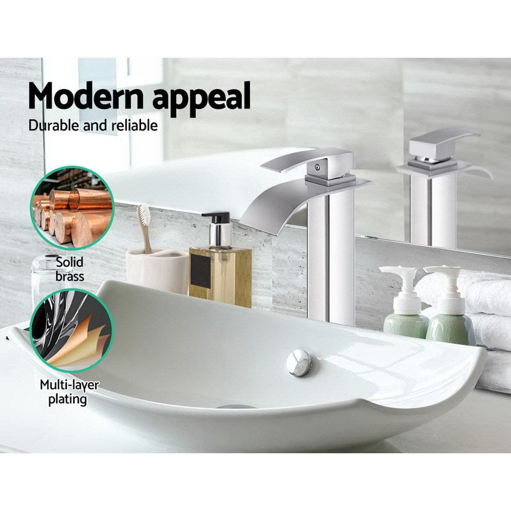 Cefito Home & Garden > Bathroom Accessories > Shower Accessories Cefito Bathroom Basin Mixer Tap Thin Tall Faucet Vanity Laundry Silver