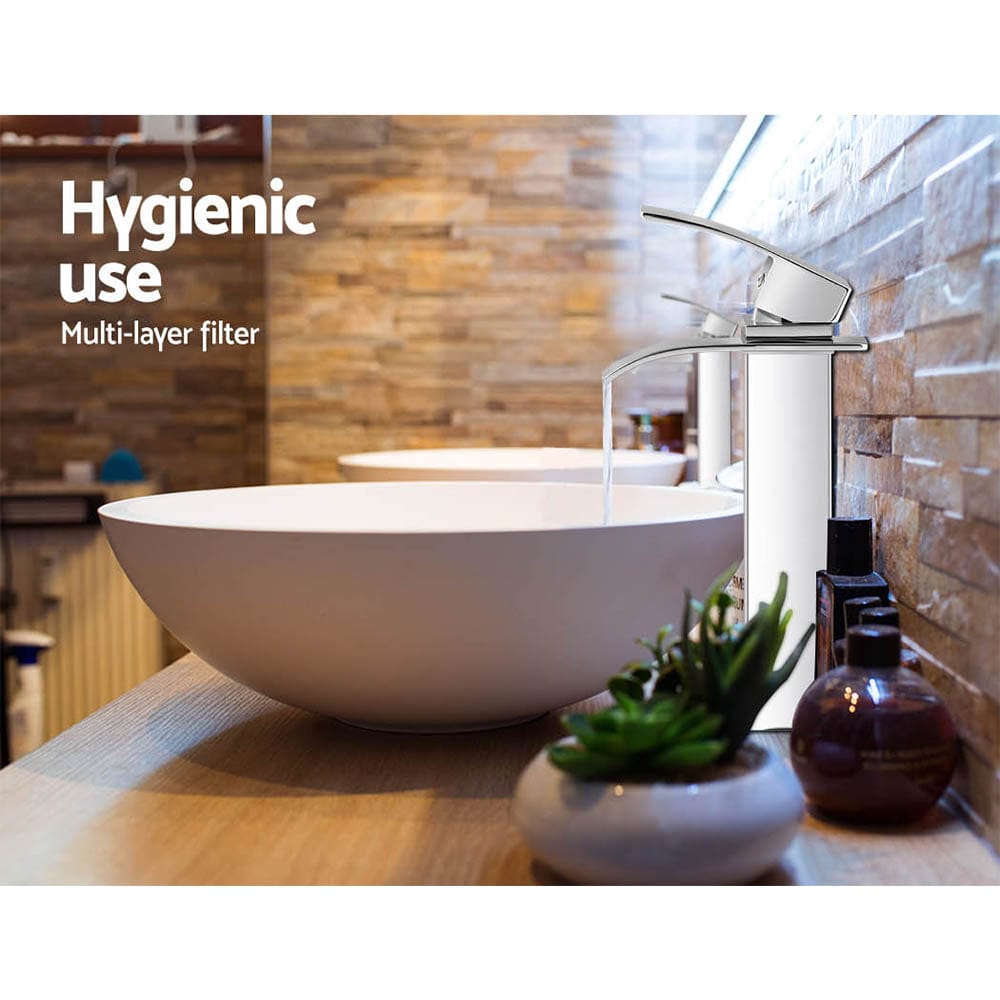Cefito Home & Garden > Bathroom Accessories > Shower Accessories Cefito Bathroom Basin Mixer Tap Thin Tall Faucet Vanity Laundry Silver