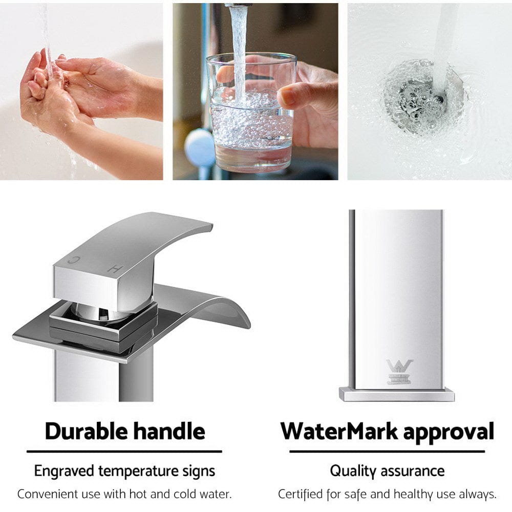 Cefito Home & Garden > Bathroom Accessories > Shower Accessories Cefito Bathroom Basin Mixer Tap Thin Tall Faucet Vanity Laundry Silver