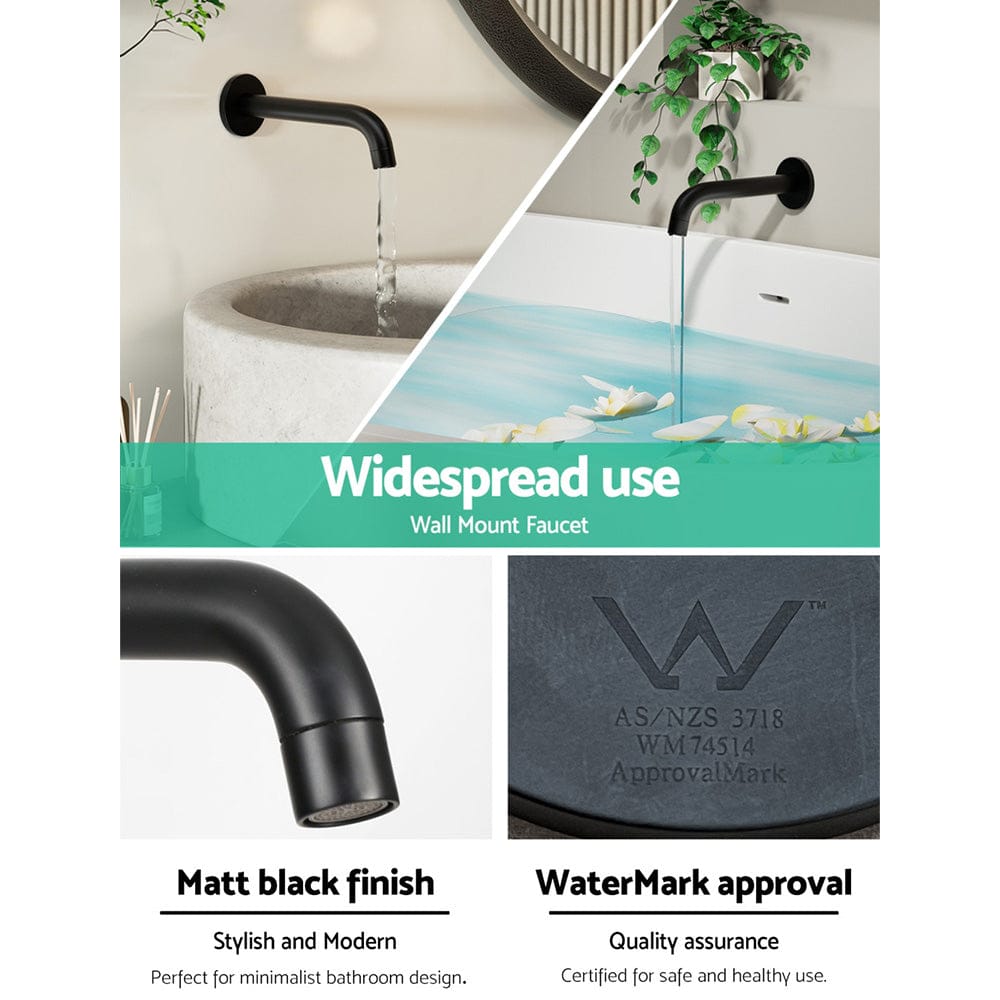 Cefito Home & Garden > Bathroom Accessories > Shower Accessories Cefito Bathroom Mixer Spout Wall Bath Tap Round Shower Bathtub Black