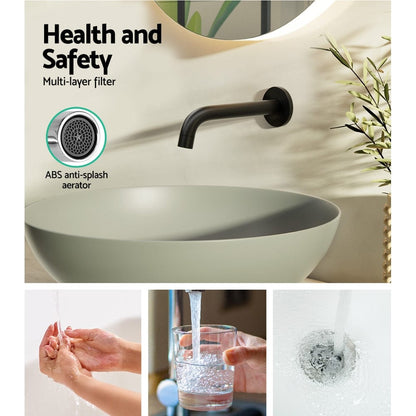 Cefito Home & Garden > Bathroom Accessories > Shower Accessories Cefito Bathroom Mixer Spout Wall Bath Tap Round Shower Bathtub Black