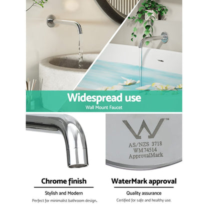 Cefito Home & Garden > Bathroom Accessories > Shower Accessories Cefito Bathroom Mixer Spout Wall Bath Tap Round Shower Bathtub Chrome